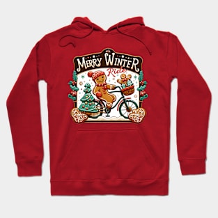 Merry Winter Ride - Gingerbread cookie riding a bike Hoodie